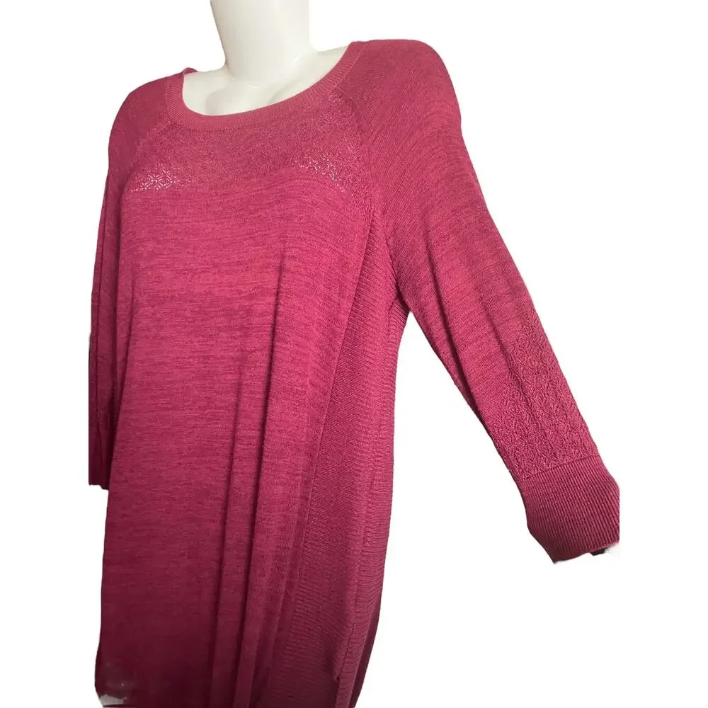 Maurices Women's Maroon 3/4 Sleeve Lightweight Knit Sweater | Plus Size 0 (14W) - Picture 5 of 9